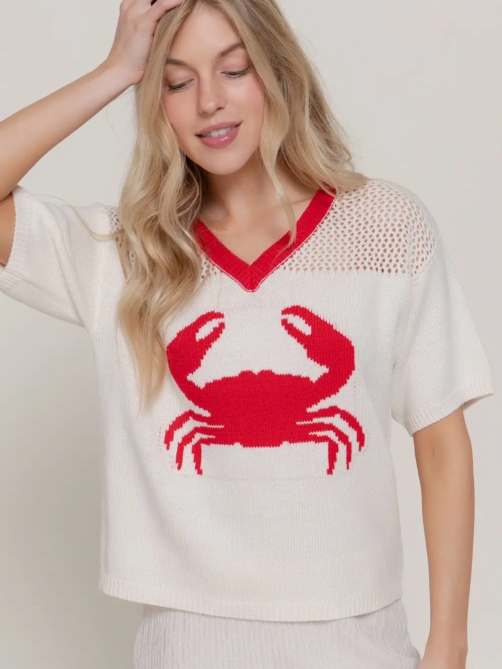 New NWT active crab white short sleeved sweater top S & L